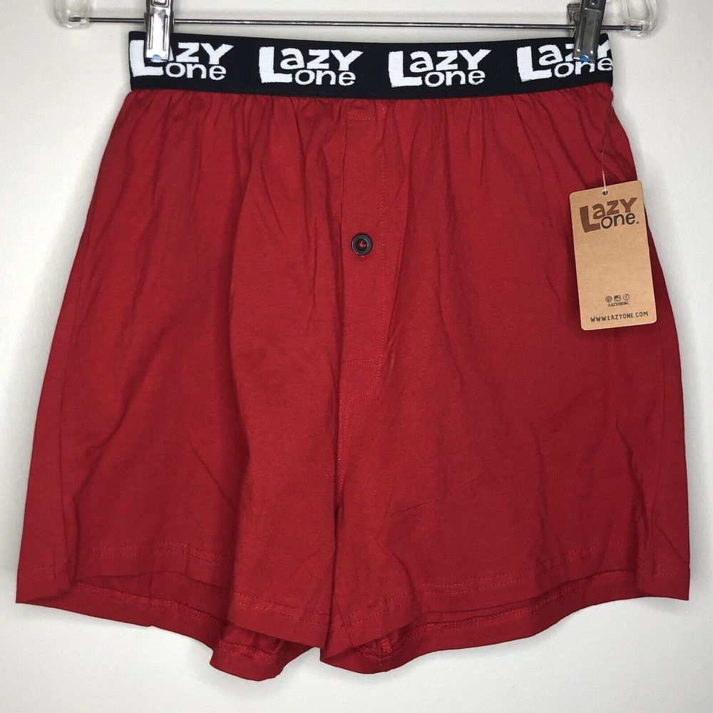 Lazy One Adult Medium Red Bear Cheeks Boxers Elastic Waist Button Fly NWT